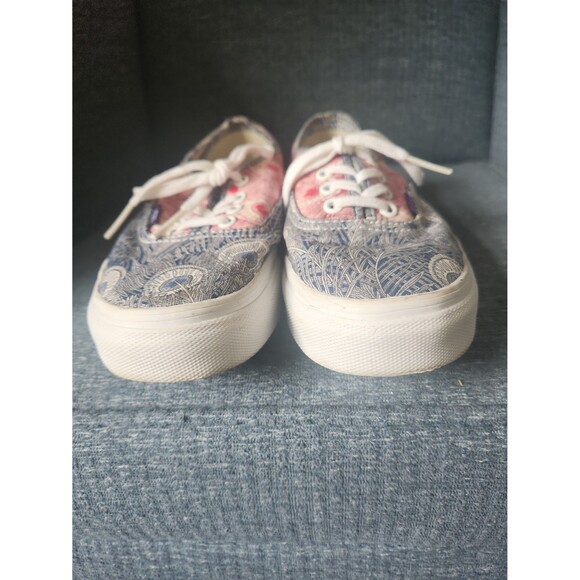 Vans Old Skool Skater Shoes Red & Blue Print Women's 5.5 - Picture 3 of 11